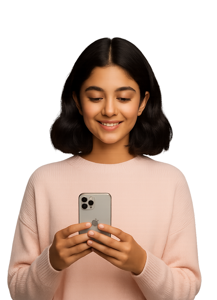 Customer looking at phone